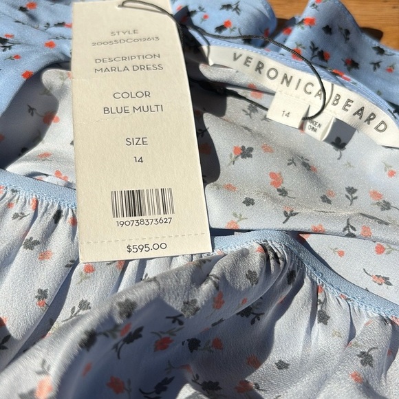 NWT Veronica Beard Marla Floral Blue Dress. Size 14 - Picture 4 of 12